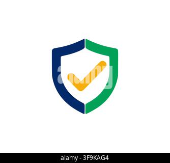 Shield Security Logo With Yellow Check Mark For Protection Assurance Stock Vector