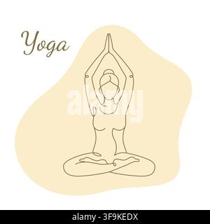 Woman in yoga pose continuous line art illustration Stock Vector