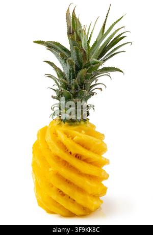 Fresh Peeled Pineapple Whole Fruit with Spiral Cut Stock Photo