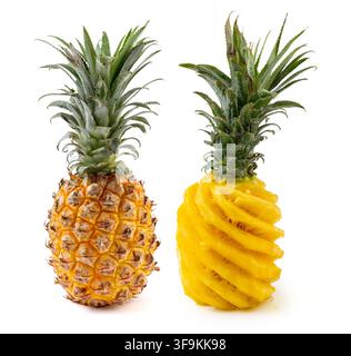 Fresh Peeled Pineapple Whole Fruit with Spiral Cut Stock Photo