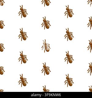 Seamless pattern with brown crawling ants on white background. Simple woodland insect print.v Stock Vector