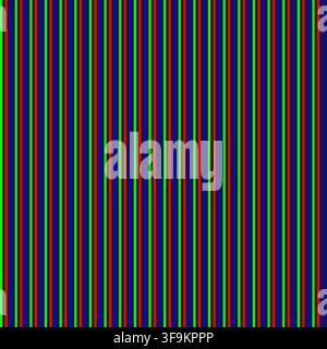 Colorful vertical RGB lines seamless background. Abstract bright striped pattern, LCD OLED AMOLED Display Pixel Texture, Digital Screen, Geometric Stock Vector