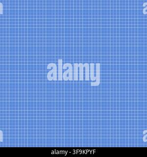 Seamless blue grid pattern - graph paper texture, vector architecture blueprint background or square school notebook page for engineering math design Stock Vector
