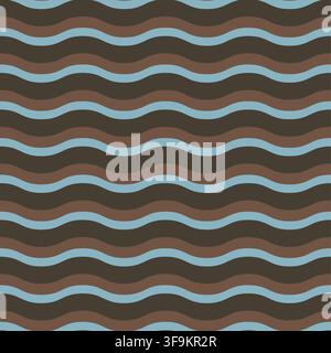 Vector wavy seamless pattern. Vintage textile geometric horizontal wave background with repeat curve striped texture for trendy wrapping paper print Stock Vector
