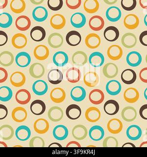 Colorful geometric seamless pattern with retro circle rings. Abstract modern background for wallpaper, textile and wrapping paper Stock Vector
