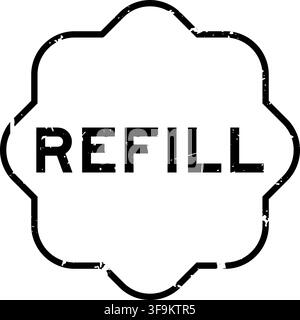 Grunge black refill word square seal stamp on white background Stock Vector