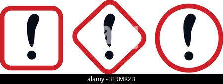 Exclamation Mark Warning Signs Set in Different Shapes Stock Vector