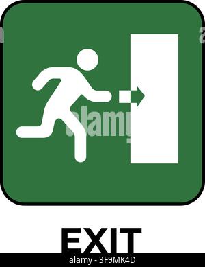 Emergency Exit Sign with Running Person and Door Symbol Stock Vector