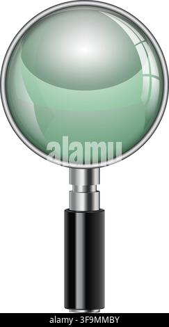 3D Realistic Magnifying Glass (Loupe) on transparent background. isolated vector illustration Stock Vector
