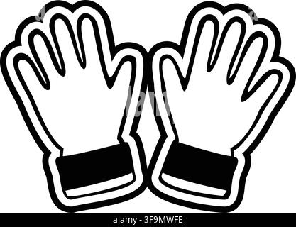 Goalkeeper gloves side to side black outline isolated. Pair of gloves icon, black double outlined icon, silhouette, glyph, monochrome isolated icon. Stock Vector