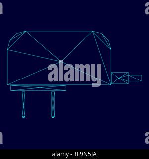 Charger low poly triangulation triangulated polygonal electric cyan blue vibrant aqua neon color vector illustration image outline contour line style Stock Vector