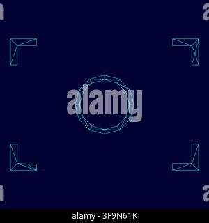 Camera focus low poly triangulation triangulated polygonal electric cyan blue vibrant aqua neon color vector illustration image outline contour line Stock Vector