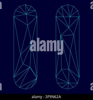 Pause low poly triangulation triangulated polygonal electric cyan blue vibrant aqua neon color vector illustration image outline contour line style Stock Vector