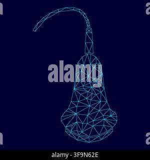 Ultrasound low poly triangulation triangulated polygonal electric cyan blue vibrant aqua neon color vector illustration image outline contour line Stock Vector