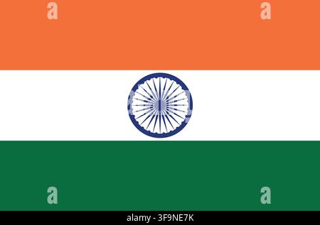 National Flag of India with Ashoka Chakra Stock Vector