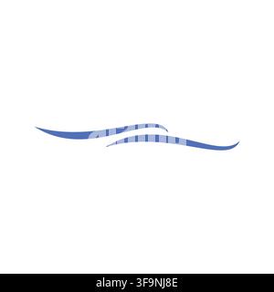 A minimalist blue wave vector icon isolated on a white background, representing water, ocean, and liquid flow. Stock Vector
