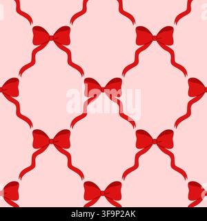 Red Bow and Ribbon Seamless Pattern Stock Vector