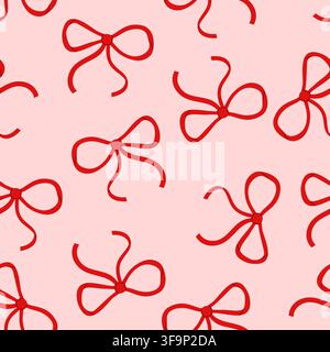 Red Bow Pattern on Pink Background Stock Vector
