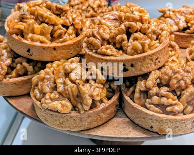 Glazed Walnut tarts Stock Photo