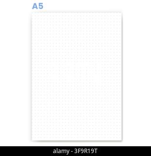 Dot Grid Paper displays small pale gray points arranged in uniform horizontal vertical rows. Ideal for bullet journals, planner inserts, organized notes, diary pages, vector assets Stock Vector