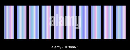 Iridescent gradient swatches. Holographic colored background with smooth gradation. Vector illustration Stock Vector