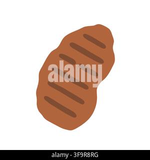Grilled meat steak vector illustration with grill marks. Juicy beef pork chop isolated on white background for barbecue menu, steakhouse poster, and Stock Vector