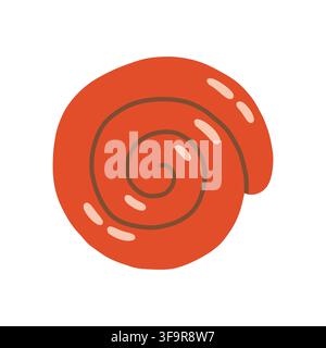 Spiral rolled sausage vector illustration. Grilled coiled meat isolated on white background for summer barbecue, picnic menu, Oktoberfest, and food Stock Vector