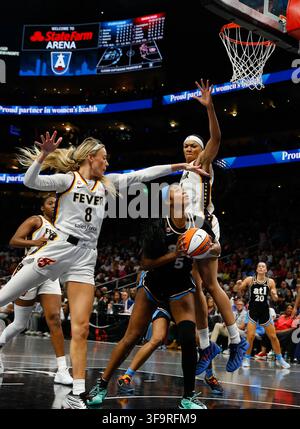 Mike Timpson Atlanta Dream forward Angel Reese (5) and Golden State Valkyries guard ...
