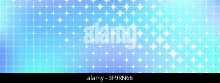 Blue turquoise sparkle grid gradient pattern. Abstract Y2k star geometric background. Colorful mosaic twinkle wallpaper. Magical mesh transition backdrop in 2000s style. Vector  Stock Vector
