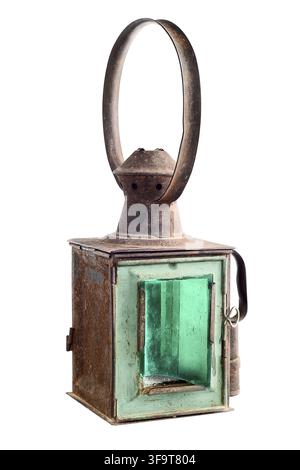 Old rusty railroad lantern Stock Photo
