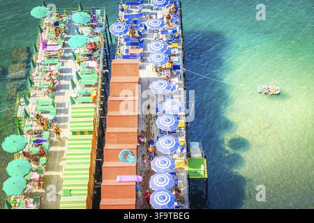 Beach of Sorrento town resort view from above, southern Italy Stock Photo