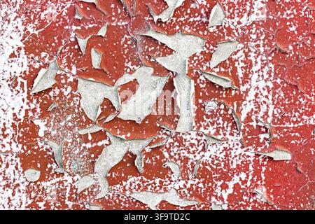 Abstract Pattern of Flaking Paint on Weathered Surface Stock Photo
