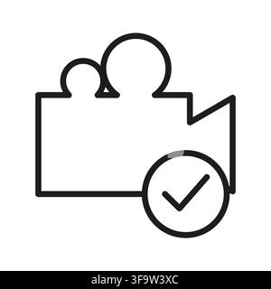 Video camera recorder checkmark outline vector icon features line art. It visualizes movie production approve. eps 10. Stock Vector