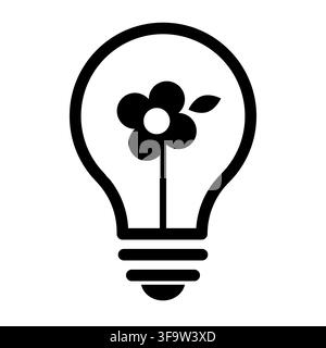 Flower bulb vector shape features simple light idea. It represents creative energy sign. eps 10 Stock Vector