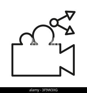 Video camera recorder network outline vector icon features line art. It visualizes movie production share. eps 10. Stock Vector