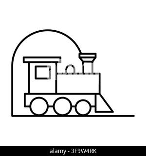 Locomotive train exiting dark tunnel black vector icon Stock Vector