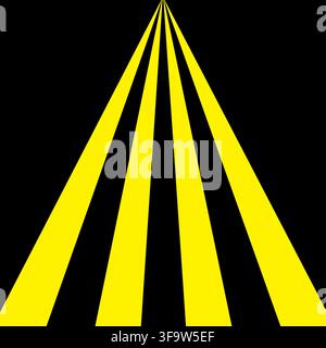 Yellow straight perspective background features sunburst ray. It visualizes abstract graphic dynamic design Stock Vector