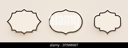 Elegant golden metallic badge set with blank space for text. Premium luxury labels for design. Vector illustration Stock Vector