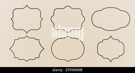 Set of elegant vintage ornate frames and border labels for your design, card, and invitation. Vector illustration. Stock Vector