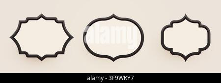 Set of elegant blank frames with black borders for your creative design projects. Vector illustration Stock Vector