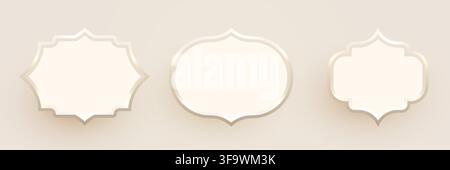 Elegant beige vintage label frames set. Empty decorative borders for your text or wedding invitation. Vector illustration. Stock Vector