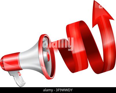 Megaphone isolated on white background with Spiral Arrow. You can change the color in one click. Vector illustration. Stock Vector