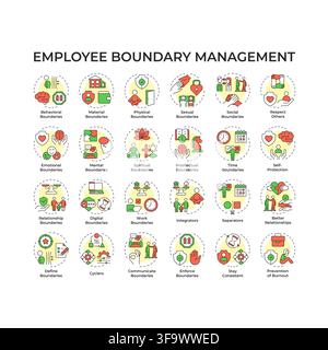 Employee boundary management multi color concept icons Stock Vector