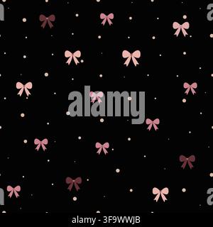 Dark couqette polka dots and bow pattern dark Stock Vector