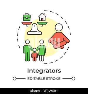 Integrators multi color concept icon Stock Vector