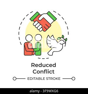 Reduced conflict multi color concept icon Stock Vector