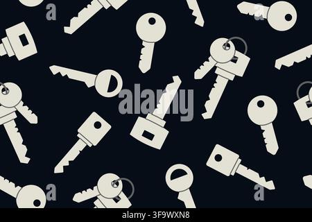 seamless pattern featuring house keys, perfect for real estate, home ownership, moving, relocation, security, property and housing designs - vector il Stock Vector