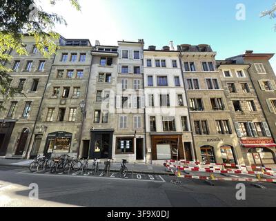 Street view in the historic center, Geneva, Switzerland. Stock Photo