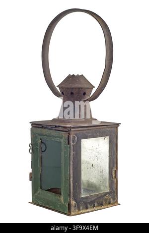 Old rusty railroad lantern Stock Photo