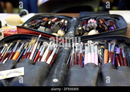 A set of various make-up brushes close-up Stock Photo